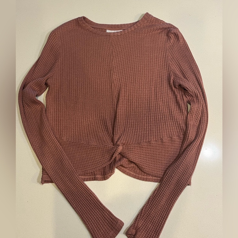 Pink Long Sleeve Topshop Shirt, size 8, 98% viscose